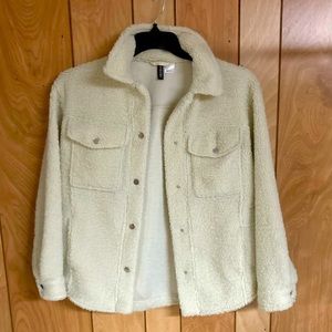 H&M Sherpa-style button-up cream jacket -like new!